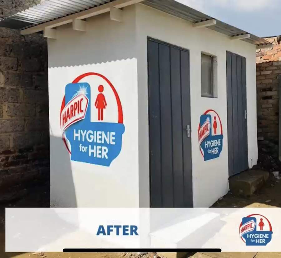 Completed white facility with secure doors painted with the Hygiene for Her mark