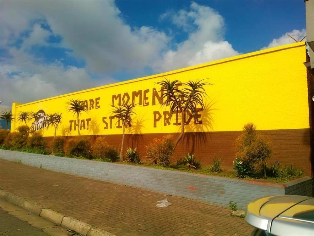 Yellow Ricoffy pride wall with painted aloes