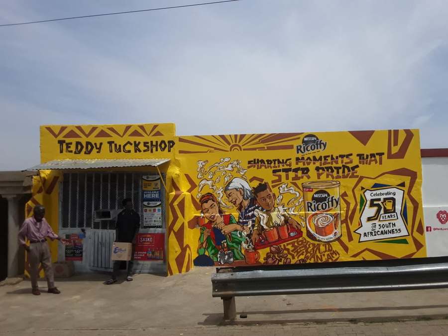 Teddy Tuckshop painted with Ricoffy 50 years artwork